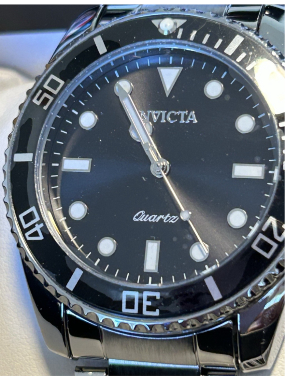 Invicta Men's Watch Model # 69401 Silver Band w/Black Face Analog, Quartz